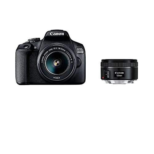 Canon EOS 2000D Spiegelreflexkamera (24,1 MP, DIGIC 4+, 7,5 cm (3,0 Zoll) LCD, Full-HD, WIFI, APS-C CMOS-Sensor) inkl. Objektive EF-S...
