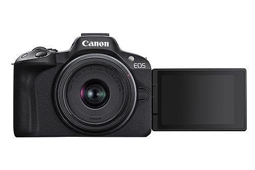 Canon EOS R50 Systemkamera + RF-S 18-45 is STM Objektiv - Spiegellose Kamera (Digitalkamera mit Autofokus und Motiverkennung für Augen...