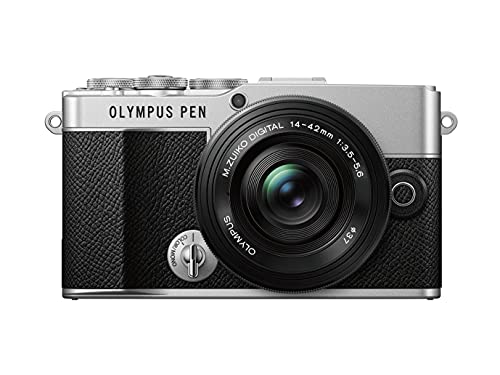Olympus Pen E-P7 Kamera-Kit, 20-MP-Sensor, neigbarer HD LCD-Bildschirm, 4K-Video, Wi-Fi, Farb- und Monochromprofilsteuerung, Silber,...