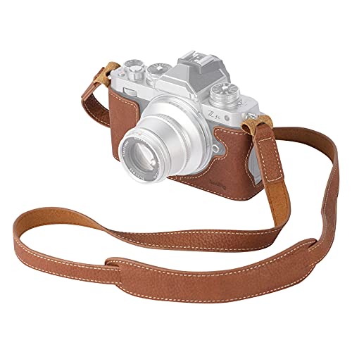 SMALLRIG Zfc Z fc Kameratasche mit Schultergurt, Retro Style Braunes Leder Halbtasche mit Aluminium Grundplatte, Camera Case für Nikon...
