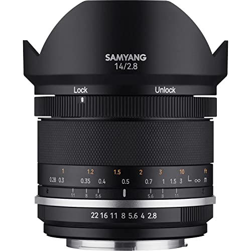 Samyang 22985 MF 14mm F2,8 MK2 für Canon EF – Weitwinkel Objektiv manueller Fokus für Vollformat und APS-C Festbrennweite Canon EF...