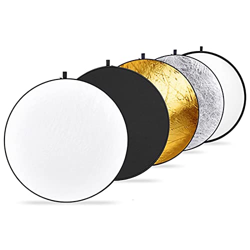 NEEWER 43'/110cm Lichtreflektor Lichtdiffusor 5 in 1 zusammenklappbare Multischeibe mit Tasche durchscheinend, Silber, Gold, Weiß und...