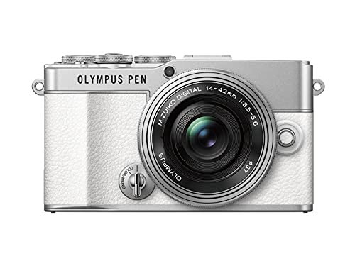 Olympus Pen E-P7 Kamera-Kit, 20-MP-Sensor, neigbarer HD LCD-Bildschirm, 4K-Video, Wi-Fi, Farb- und Monochromprofilsteuerung, weiß,...