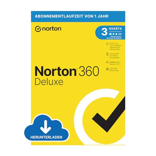 Norton 360 Deluxe 2024 | 3 Geräte | Antivirus | Secure VPN | Passwort-Manager | 1-Jahres-Abonnement | PC/Mac/Android/iOS |...
