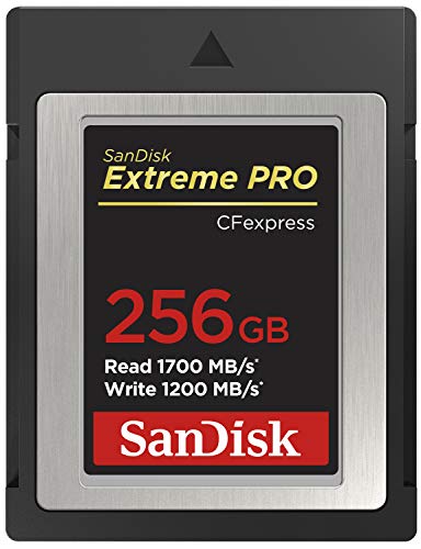 SanDisk Extreme Pro CFexpress-Speicherkarte Typ B 256 GB (1.700 MB/s Lesen, 1.200 MB/s Schreiben, RescuePRO Deluxe, ruckelfreie RAW...