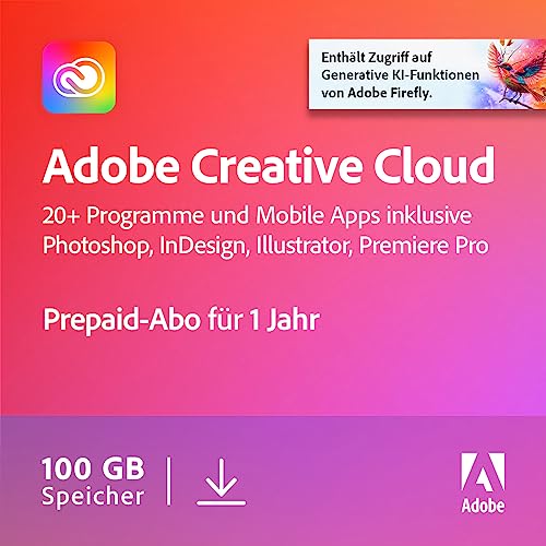Adobe Creative Cloud All Apps | Grafik Design Software | Generative KI Features | Vektor-Illustration, Layout und Bildbearbeitung |...