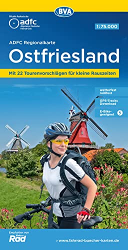 ADFC-Regionalkarte Ostfriesland, 1:75.000, mit Tagestourenvorschlägen, reiß- und wetterfest, E-Bike-geeignet, GPS-Tracks-Download...