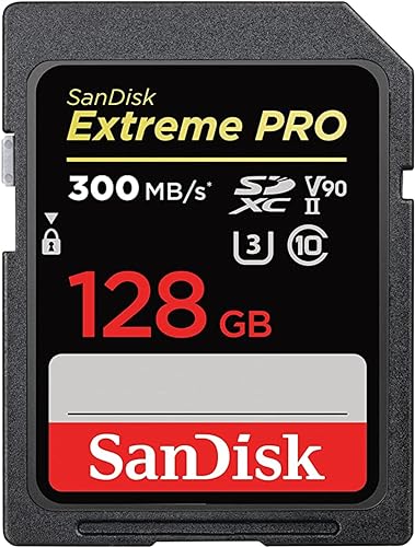 SanDisk Extreme PRO SDHC UHS-II Speicherkarte V90 128 GB (300 MB/s, 8K-, 4K- und Full-HD-Videoaufnahmen, RescuePRO Deluxe, stoßsicher,...