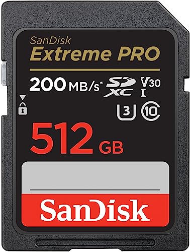 SanDisk Extreme PRO SDXC UHS-I Speicherkarte 512 GB (V30, Übertragungsgeschwindigkeit 200 MB/s, U3, 4K UHD Videos, SanDisk...