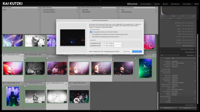 Zeit ändern Lightroom