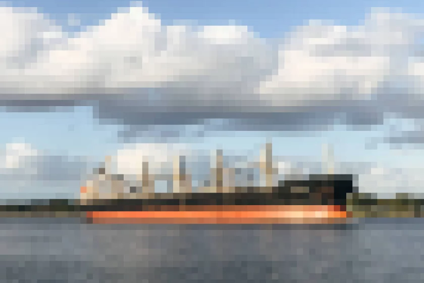 Bild eines Frachtschiffes, das in Photoshop verpixelt wurde