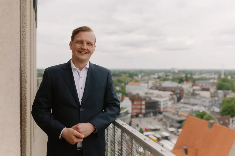 Alexander Mittag auf dem Wasserturm Delmenhorst