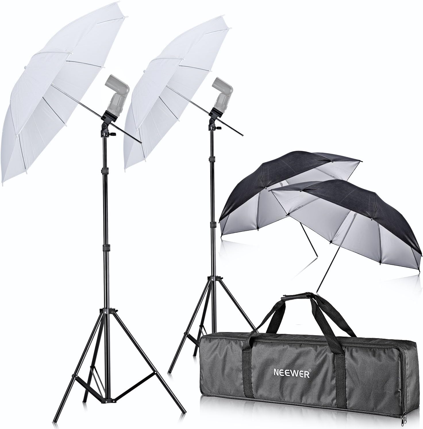 Neewer Fotoschirm Set inkl. Stativkopf mit Blitzschuh und Drehgelenk