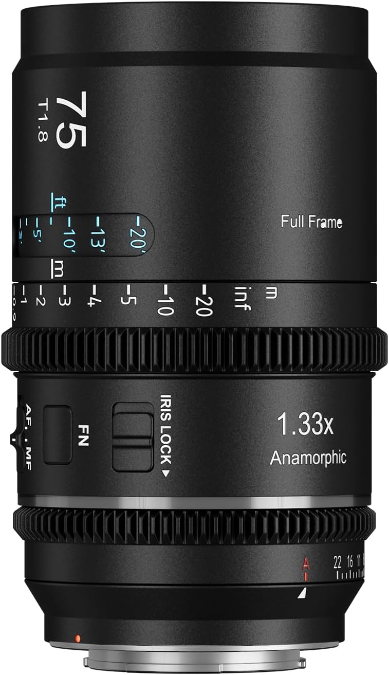 SIRUI Astra 75mm T1.8 1,33X Anamorphes Prime Objektiv, Vollformat Autofokus Cine-Objektiv mit großer Blende für E-Mount Kameras, für A7C, A7 IV, A9, A6700, ZV-E10, FX30 (Neutral Flare)