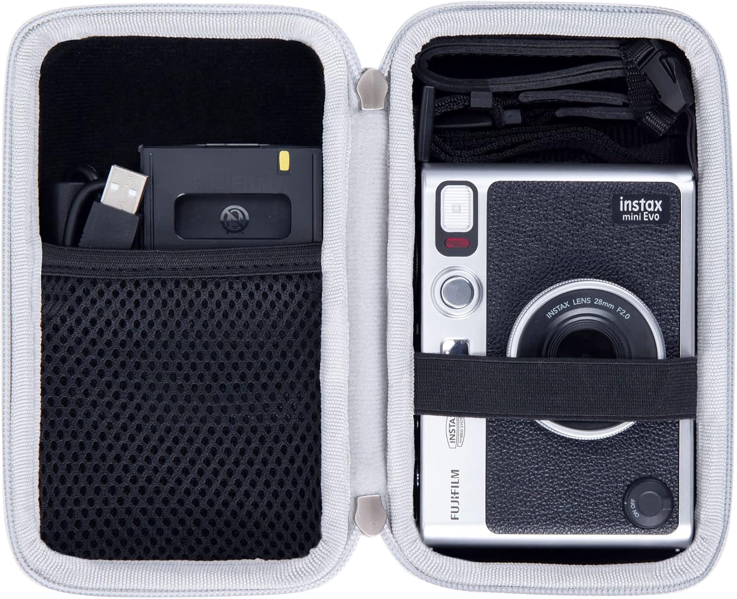 Khanka Kameratasche Fujifilm Instax Mini Evo Hybrid Sofortbildkamera & Fotodrucker 2-in-1 (Tasche+Fotoalbum, Schwarz)